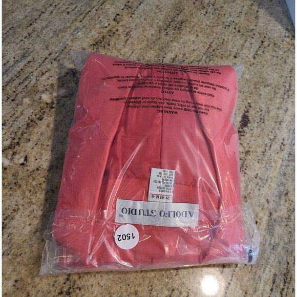 Linen Blend Blazer Women Sz 10 Lined blazer Pink 1 button Adolfo Studio - Picture 14 of 14